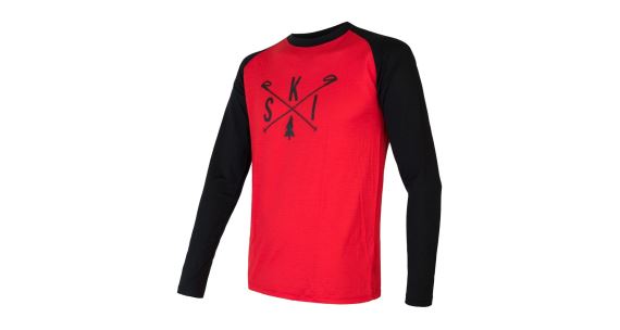 Pánské funkční triko SENSOR Merino Active PT Ski dl.rukáv červená/černá