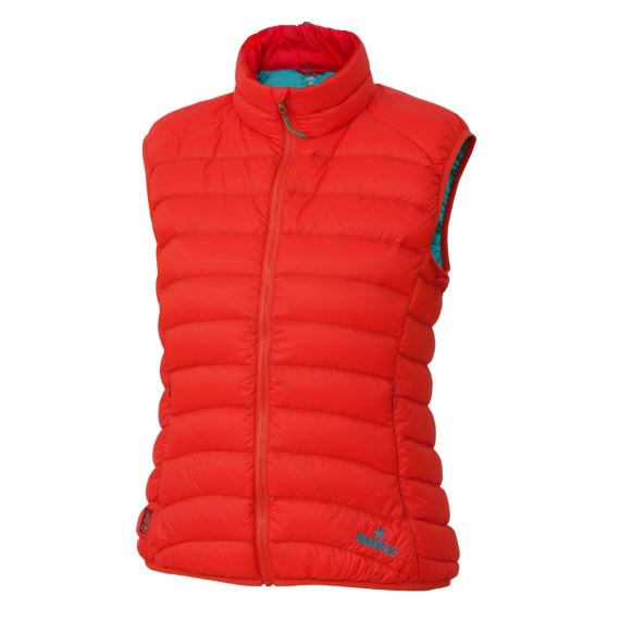 Dámská péřová vesta Warmpeace Swan Lady red/fresh blue