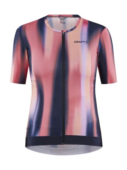 Dámský cyklodres CRAFT ADV Aero modrá, přední pohled na cyklistický dres s barevným designem.