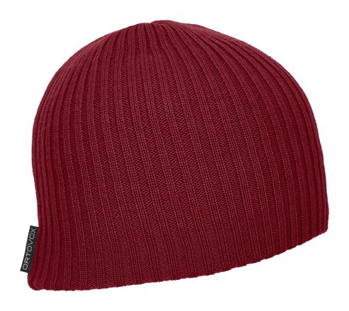 Čepice ORTOVOX Double Rib Logo Beanie Dark blood