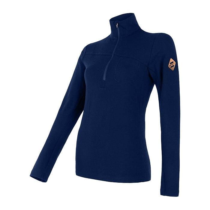 Dámské funkční tričko s dlouhým rukávem a zipem SENSOR Merino Extreme tm. modrá XL