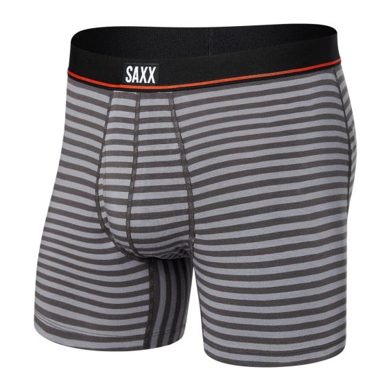 Pánské boxerky SAXX Non-Stop Stretch Cotton Boxer Brief Fly hiker stripe-grey