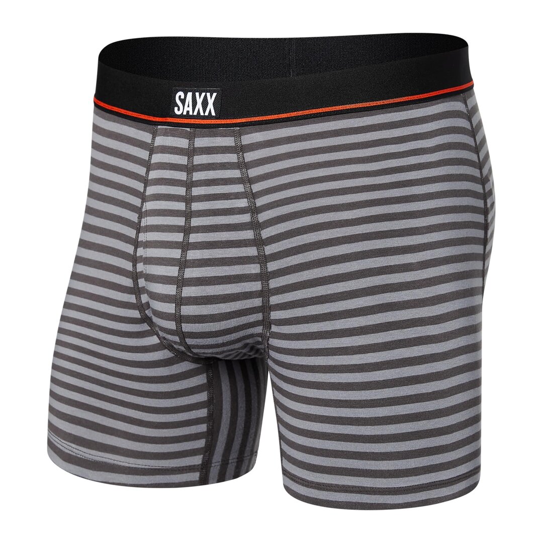 Pánské boxerky SAXX Non-Stop Stretch Cotton Boxer Brief Fly hiker stripe-grey S