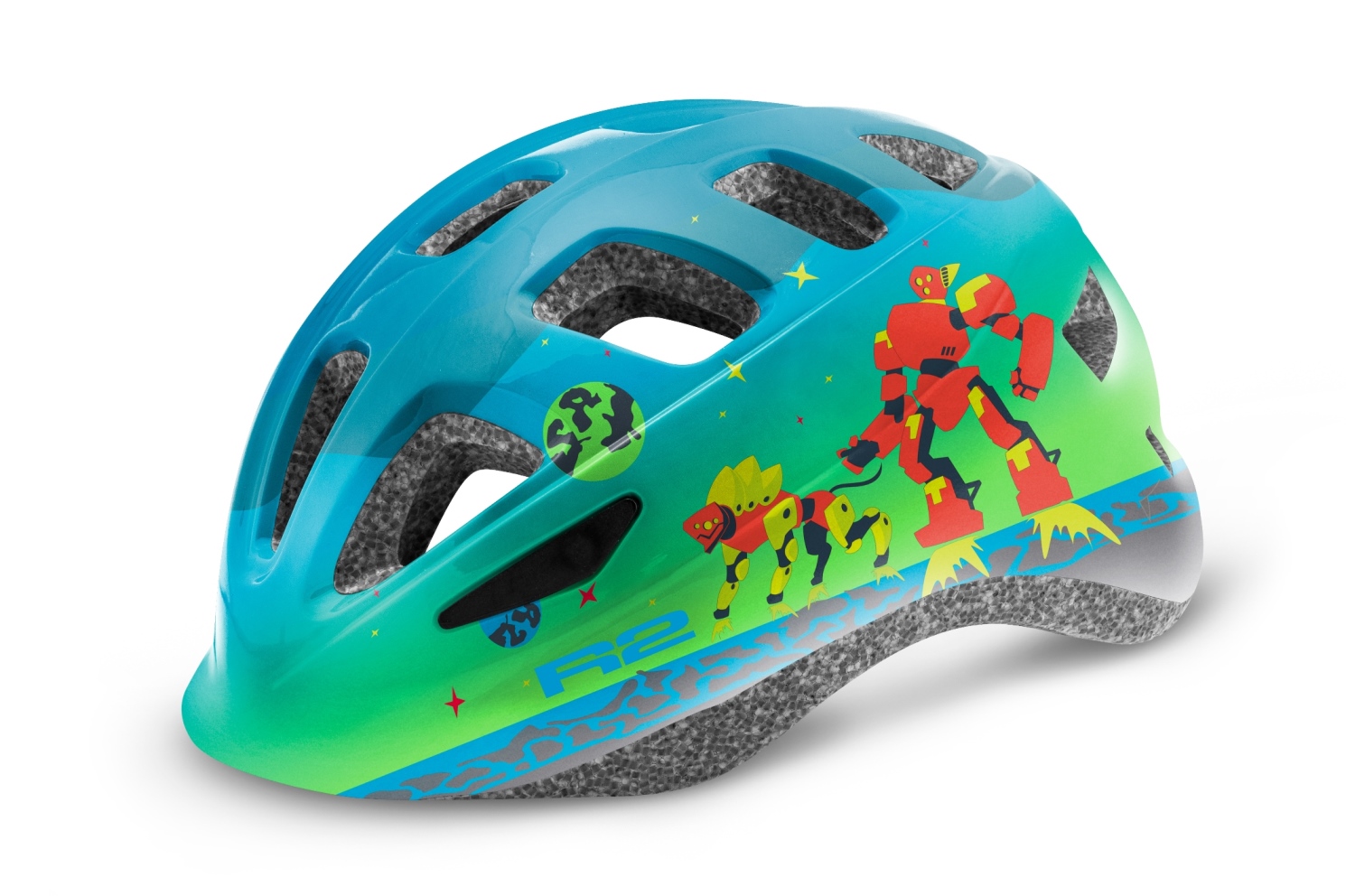 Dětská cyklistická přilba R2 Bunny Lesklá modrá/zelená XS