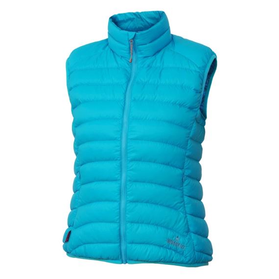 Dámská péřová vesta Warmpeace Swan Lady fresh blue/winter blue