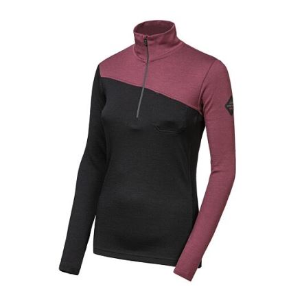 Dámská mikina dl.rukáv Sensor MERINO EXTREME UP zip černá/port red