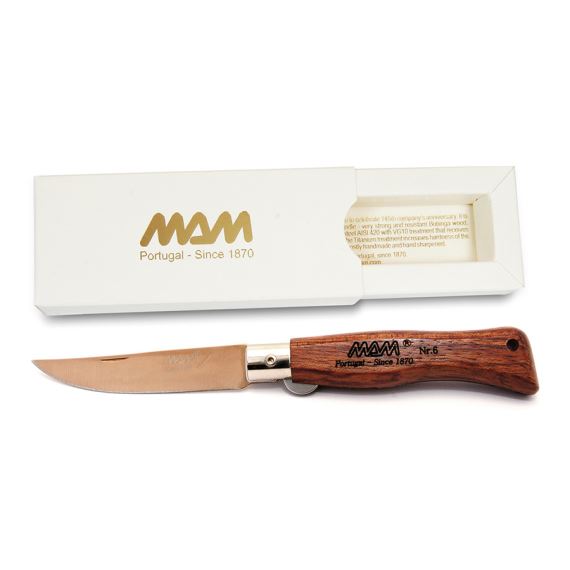 Zavírací nůž s pojistkou MAM Douro 5000 Bronze Titanium 7,5 cm bubinga