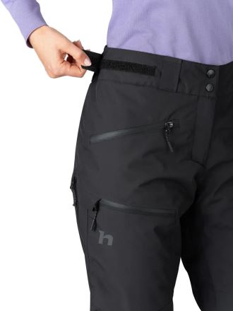 Kalhoty Hannah Bons anthracite 36: detail nastavení pasu na suchý zip, boční kapsy a logo. (7)