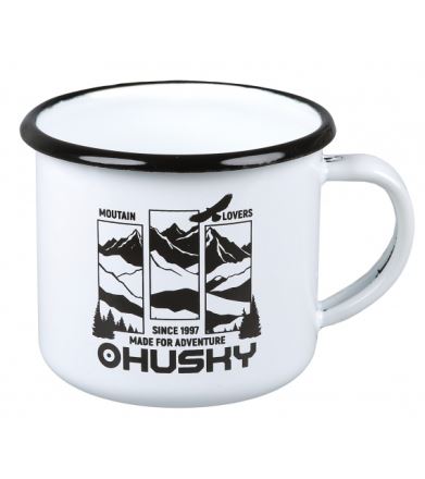 Plechový hrnek Husky 350ml hory bílý
