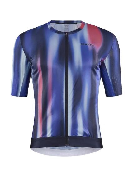 Cyklodres CRAFT ADV Aero modrá, celkový pohled na cyklistický dres s modrým designem.