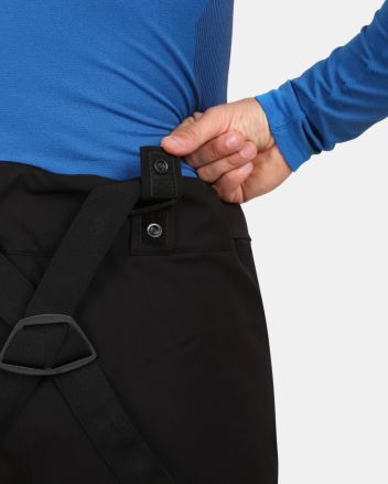 Detail nastavení pasu suchým zipem a odepínacích šlí u Pánských lyžařských kalhot Kilpi METHONE-M černá XL. (2)