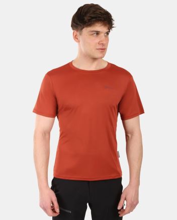 Čelní pohled na modela v Pánském tričku Kilpi GROOVY-M hnědá.
