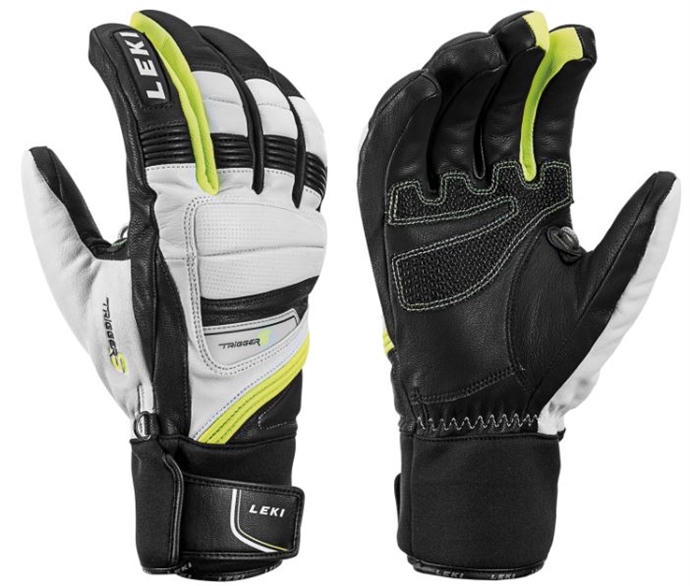 Unisex lyžařské rukavice Leki Griffin Prime S white-black-yellow 10.5