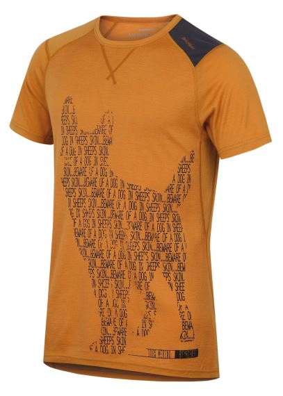 Pánské funkční triko HUSKY Merino 100 M krátký rukáv DOG hnědooranžová
