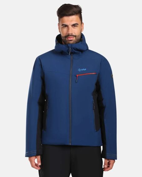 Přední pohled na pánskou lyžařskou bundu Kilpi FLIP-M černá 4XL na postavě.