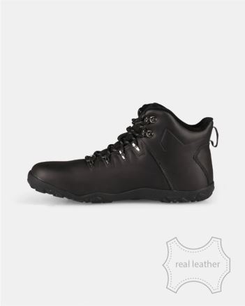 Boční pohled na černou koženou kotníkovou obuv Kilpi BARE LEATHER HIGH-U béžová 37. (2)