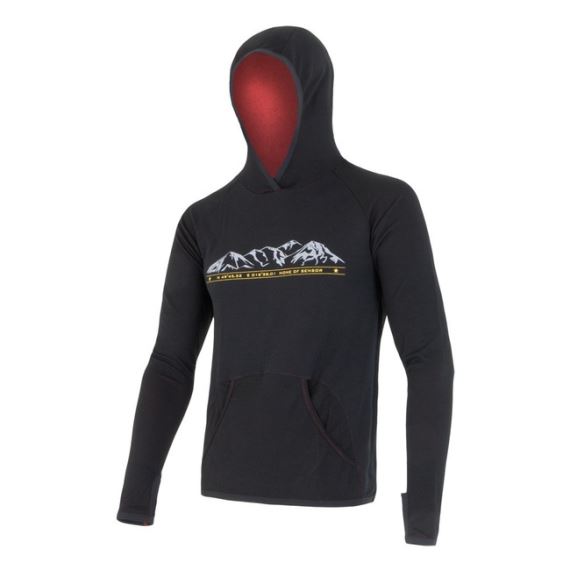 Pánská funkční mikina SENSOR Merino Upper Mountains klokanka černá