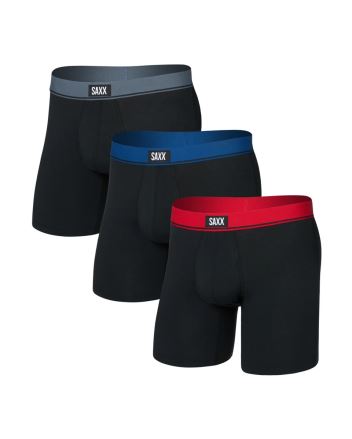 Pánské boxerky SAXX Essential Cotton (3 Pack) Boxer Brief red/navy/turbulence waistband
