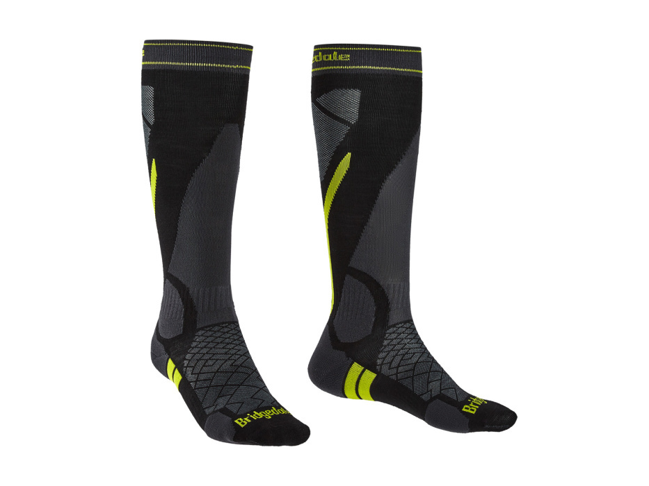 Pánské lyžařské ponožky Bridgedale Ski Lightweight black/lime/137 L (9-11,5 UK)